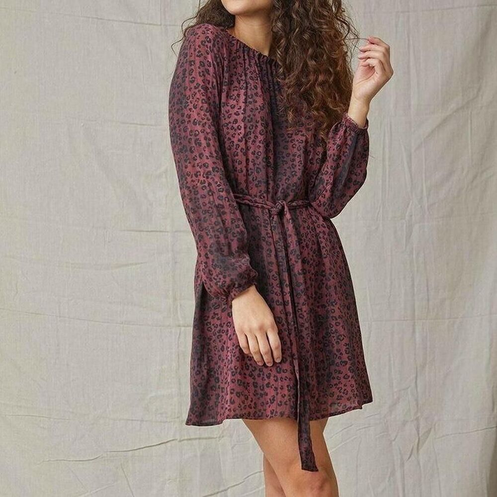 Anthropologie Women's Red and Black Animal Print Dress